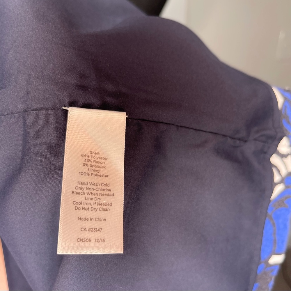 TALBOTS Blue & White Floral Ponte Fitted Midi Dress - Picture 9 of 10